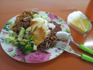 first Nasi Lemak (Malaysian coconut milk rice dish) at the school canteen