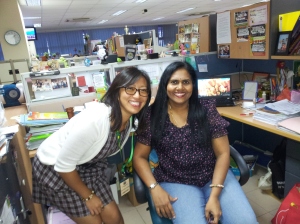 Posing with my cubicle buddy, Mdm Jayhindy
